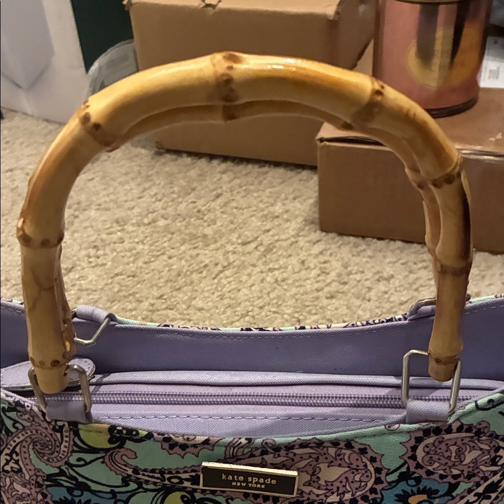 Kate Spade Multicolor Paisley Handbag with Bamboo Handles - Picture 5 of 11